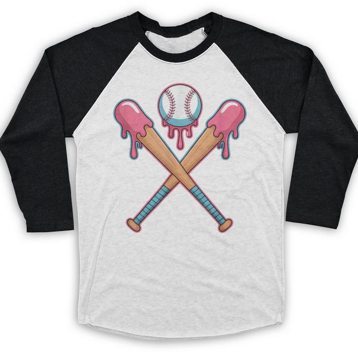 Dripping Pink Baseball Crossed Bats Summer Baseball Raglan Shirt Dripping Pink Baseball Crossed Bats Summer Baseball Raglan Shirt