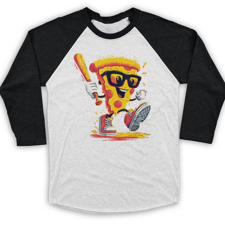 Drippy Pizza Baseball Slice Cartoon Sports Food Baseball Raglan Shirt Drippy Pizza Baseball Slice Cartoon Sports Food Baseball Raglan Shirt