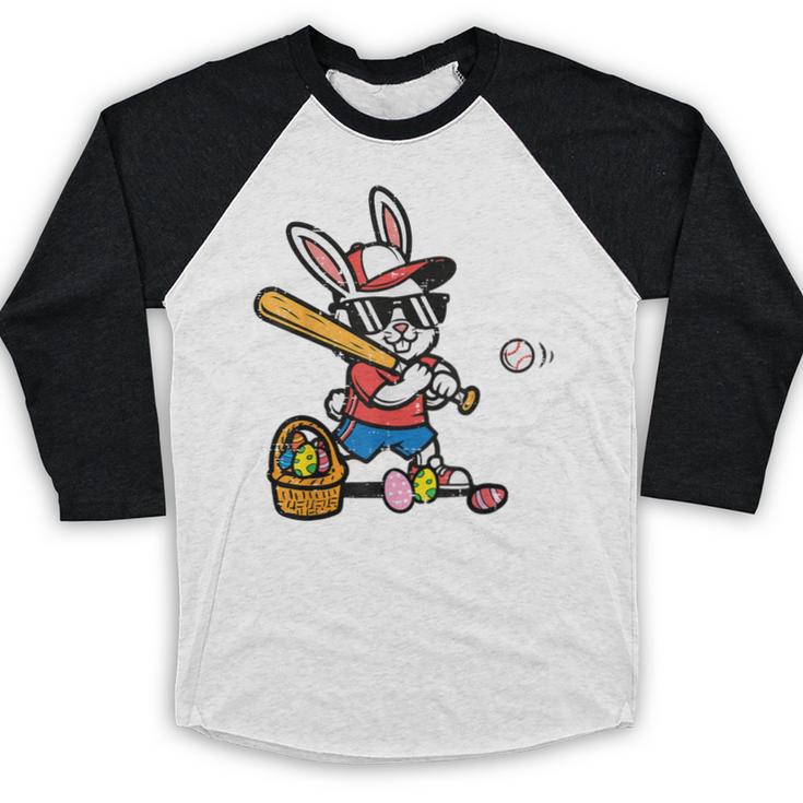 Easter Bunny Baseball Player Batter Rabbit Boys Kids Men Baseball Raglan Shirt Easter Bunny Baseball Player Batter Rabbit Boys Kids Men Baseball Raglan Shirt