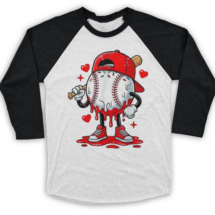 Game Day Baseball Drip Valentine Hearts Sport Lover Baseball Raglan Shirt