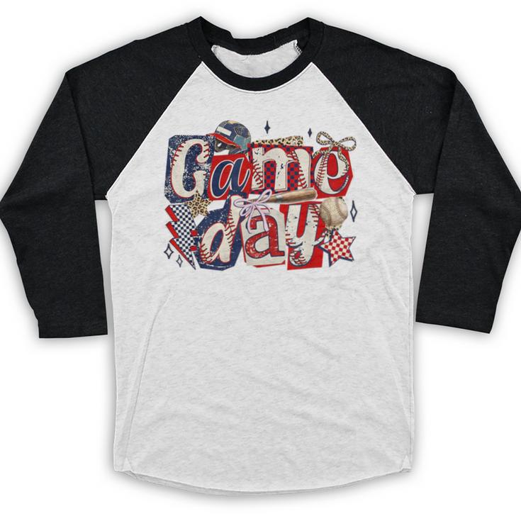 Game Day Baseball Leopard Coquette Bow Mama Mom Sister Baseball Raglan Shirt