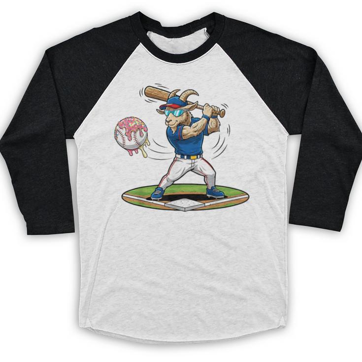 Goat Baseball Player With Bat And Ball Drip Animal Sports Baseball Raglan Shirt Goat Baseball Player With Bat And Ball Drip Animal Sports Baseball Raglan Shirt