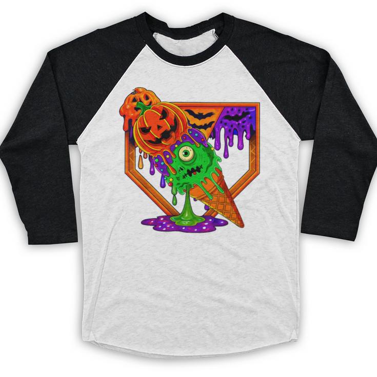 Halloween Baseball Ice Cream Drip Boys Girls Youth Baseball Raglan Shirt