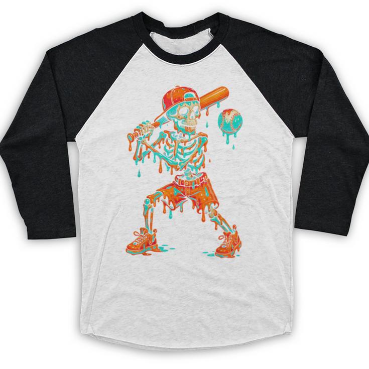 Halloween Baseball Skeleton Ice Cream Drip Baseball Boys Kid Baseball Raglan Shirt Halloween Baseball Skeleton Ice Cream Drip Baseball Boys Kid Baseball Raglan Shirt