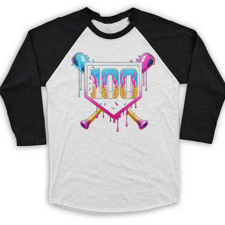 Happy 100 Days Of School Baseball Drip 100th Day Of School Baseball Raglan Shirt Happy 100 Days Of School Baseball Drip 100th Day Of School Baseball Raglan Shirt
