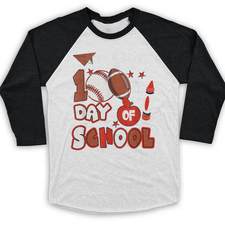 Happy 100 Days Of School Baseball Football PE Teacher Baseball Raglan Shirt Happy 100 Days Of School Baseball Football PE Teacher Baseball Raglan Shirt