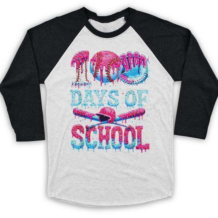 Happy 100 Days Of School Game Day Baseball Ice Cream Drip Baseball Raglan Shirt Happy 100 Days Of School Game Day Baseball Ice Cream Drip Baseball Raglan Shirt