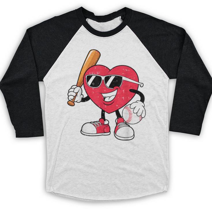 Heart Play Baseball Valentine's Day Teens Boys Girls Kids Baseball Raglan Shirt