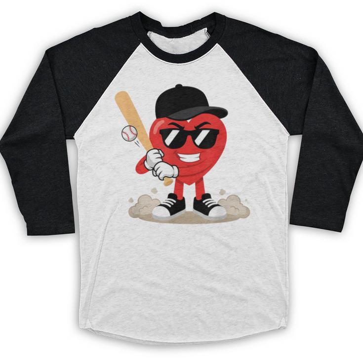 Heart Playing Baseball Valentine Baseball Baseball Raglan Shirt Heart Playing Baseball Valentine Baseball Baseball Raglan Shirt