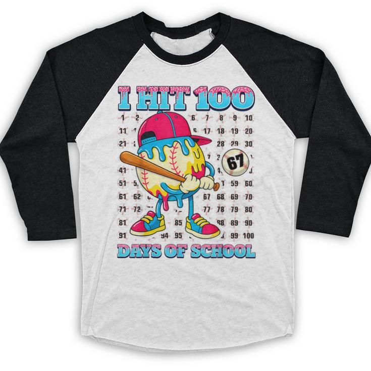 I Hit 100 Days Of School 67 Drip Baseball Boys Kids Baseball Raglan Shirt I Hit 100 Days Of School 67 Drip Baseball Boys Kids Baseball Raglan Shirt