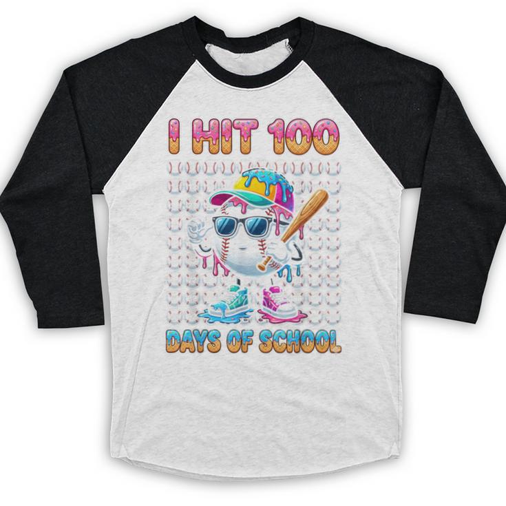 I Hit 100 Days Of School Baseball Ice Cram Drip 100th Boys Baseball Raglan Shirt I Hit 100 Days Of School Baseball Ice Cram Drip 100th Boys Baseball Raglan Shirt