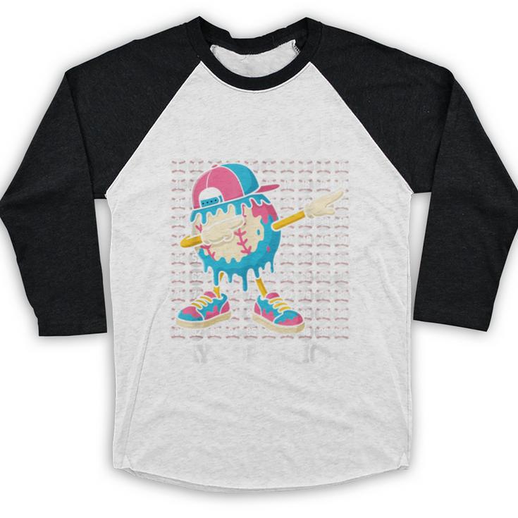I Hit 100 Days Of School Baseball Ice Cream Drip Boys Girls Baseball Raglan Shirt