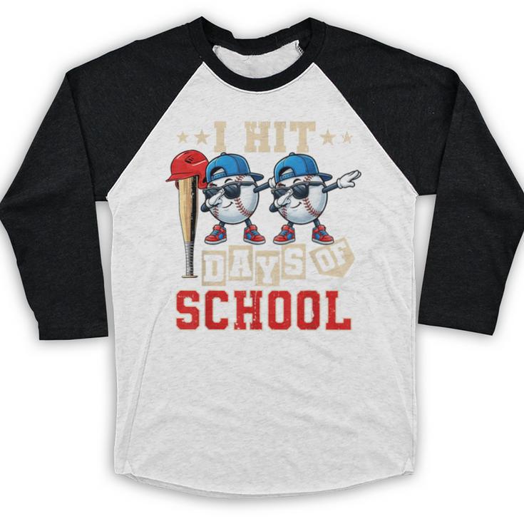 I Hit 100 Days Of School Baseball Kids Boy Teacher 100th Day Baseball Raglan Shirt