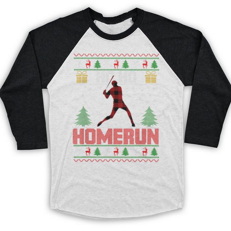 Ho Ho Homerun Xmas Sports Player Baseball Ugly Christmas Baseball Raglan Shirt Ho Ho Homerun Xmas Sports Player Baseball Ugly Christmas Baseball Raglan Shirt