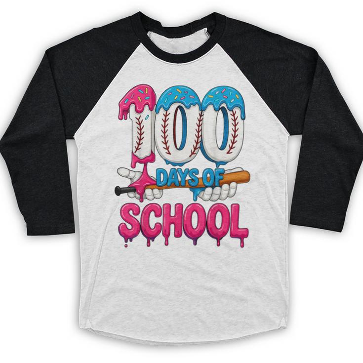 HUGvyn 100 Days Of School Baseball Ice Cream Teacher Student Baseball Raglan Shirt HUGvyn 100 Days Of School Baseball Ice Cream Teacher Student Baseball Raglan Shirt