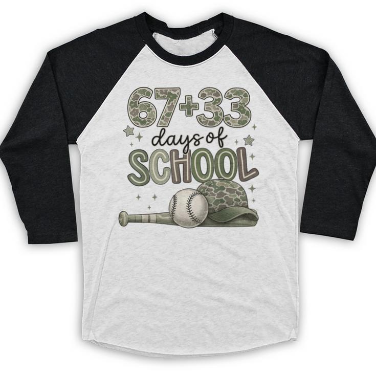 HUGvyn 6733 Days Of School Baseball 100 Days Camo Cap Boys Baseball Raglan Shirt