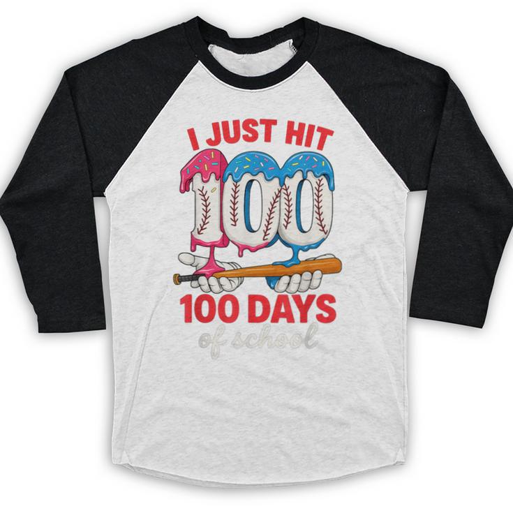 HUGvyn I Just Hit 100 Days Of School Baseball Ice Cream Boys Baseball Raglan Shirt HUGvyn I Just Hit 100 Days Of School Baseball Ice Cream Boys Baseball Raglan Shirt