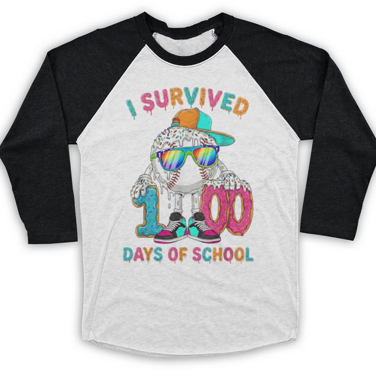 HUGvyn I Survived 100 Days Of School Baseball 6 7 Ice Cream Baseball Raglan Shirt