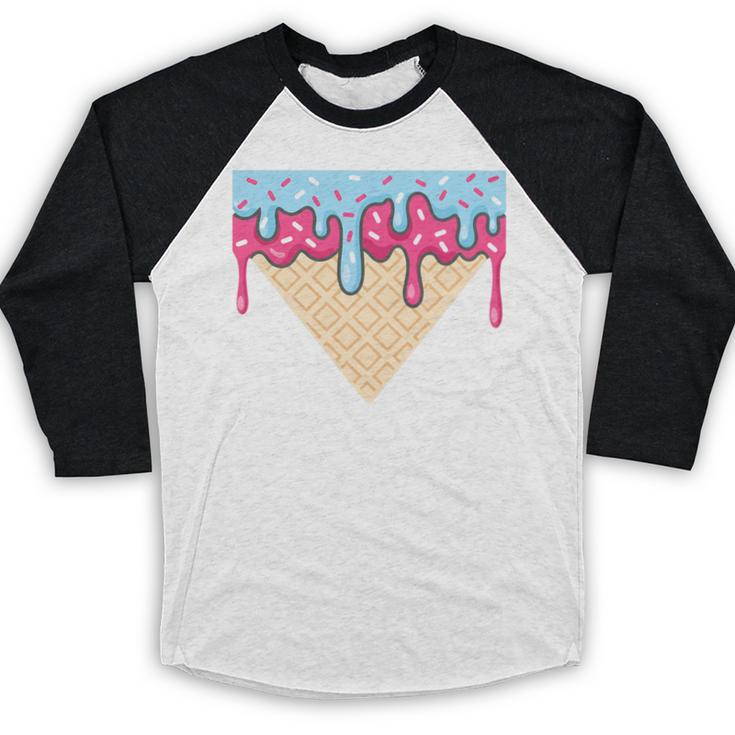 Ice Cream Baseball Cone Dripping Sprinkles Kids Boys Summer Premium Tri-Blend Baseball Raglan Shirt