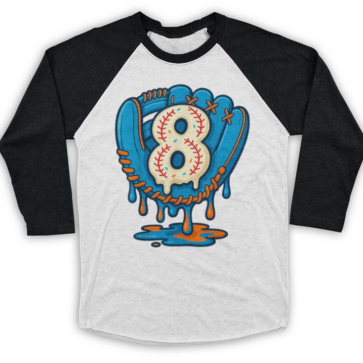 Ice Cream Baseball Glove 8th Birthday Edition Baseball Raglan Shirt