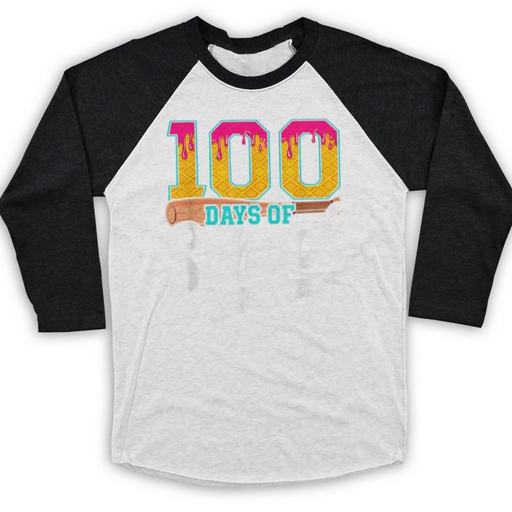Ice Cream Drip 100 Days Of School Baseball Boys 100th Day Baseball Raglan Shirt