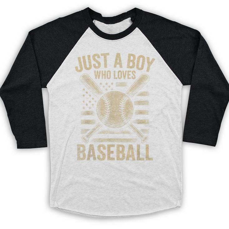 Just a Boy Who Loves Baseball Baseball Raglan Shirt