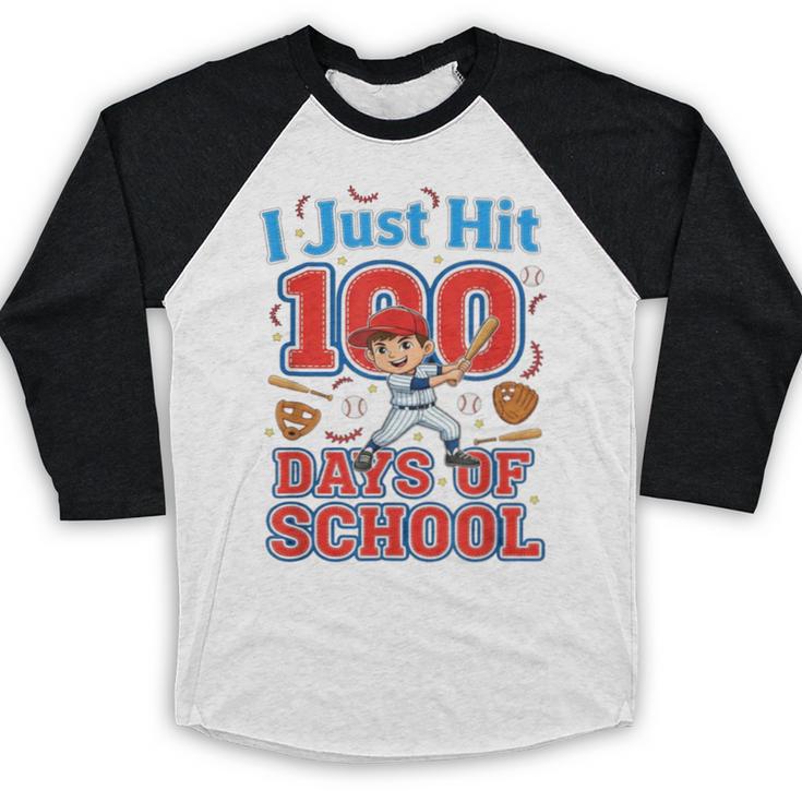 I Just Hit 100 Days Of School Baseball 100th Day Boys Kids Baseball Raglan Shirt I Just Hit 100 Days Of School Baseball 100th Day Boys Kids Baseball Raglan Shirt