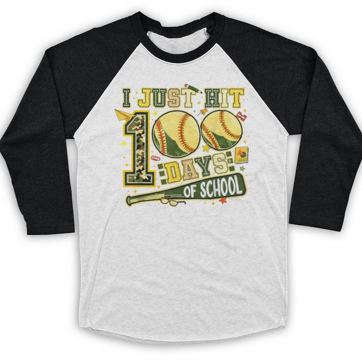 I Just Hit 100 Days Of School Baseball Teacher Boy Girl Kid Baseball Raglan Shirt I Just Hit 100 Days Of School Baseball Teacher Boy Girl Kid Baseball Raglan Shirt