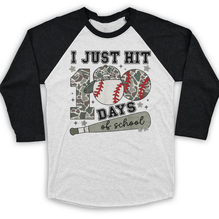 I Just Hit 100 Days Of School Camo Baseball 100 Days Smarter Baseball Raglan Shirt I Just Hit 100 Days Of School Camo Baseball 100 Days Smarter Baseball Raglan Shirt