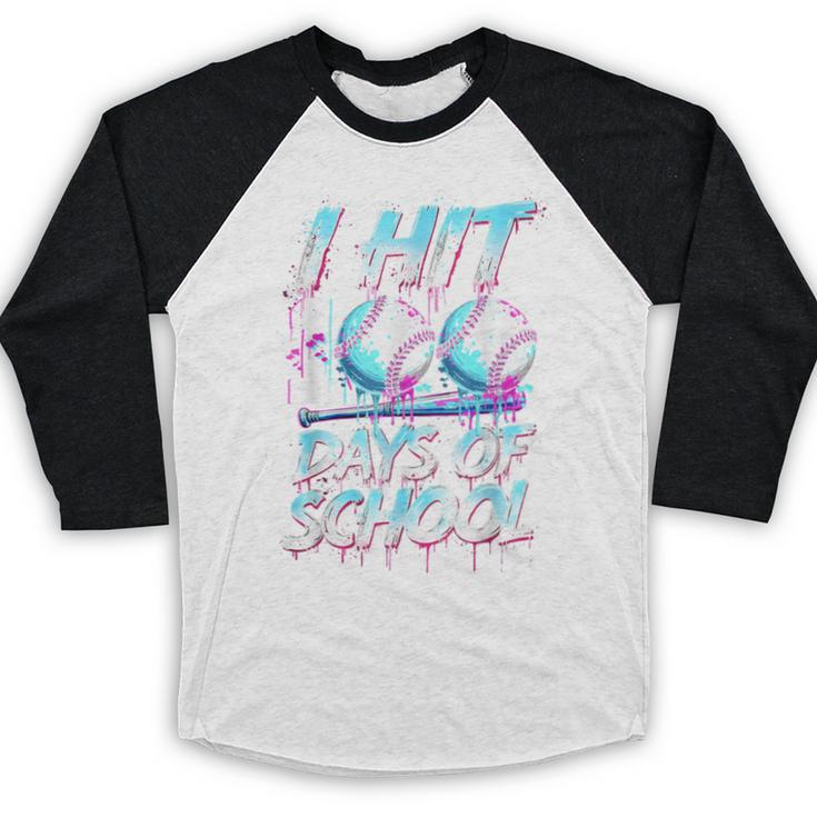 Kids 100 Days Of School 100th Day Baseball Ice Cream Drip Baseball Raglan Shirt Kids 100 Days Of School 100th Day Baseball Ice Cream Drip Baseball Raglan Shirt