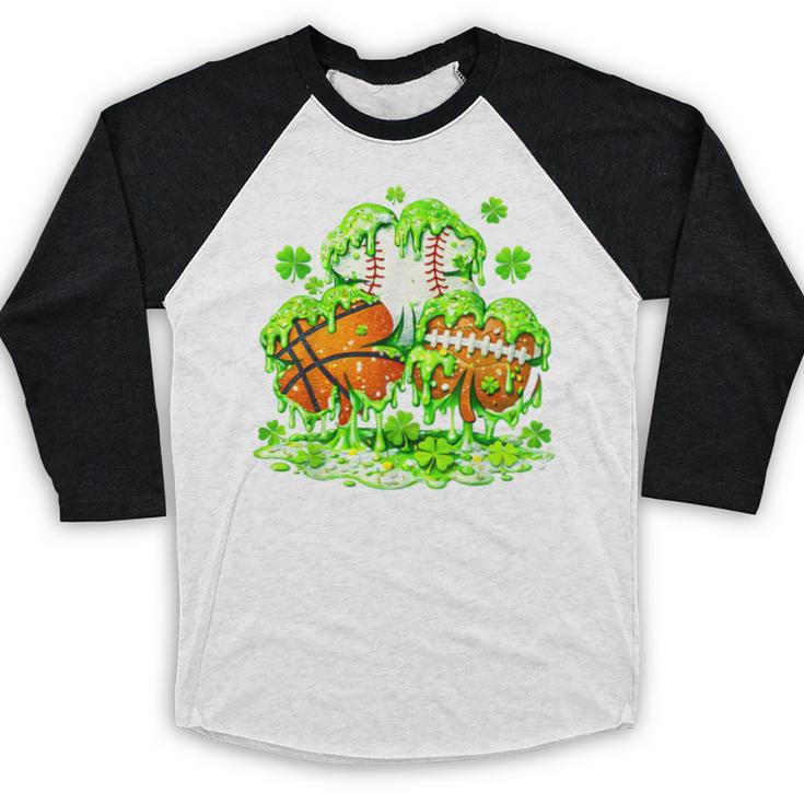 Kids St Patricks Day Shamrock Basketball Baseball Football Baseball Raglan Shirt Kids St Patricks Day Shamrock Basketball Baseball Football Baseball Raglan Shirt