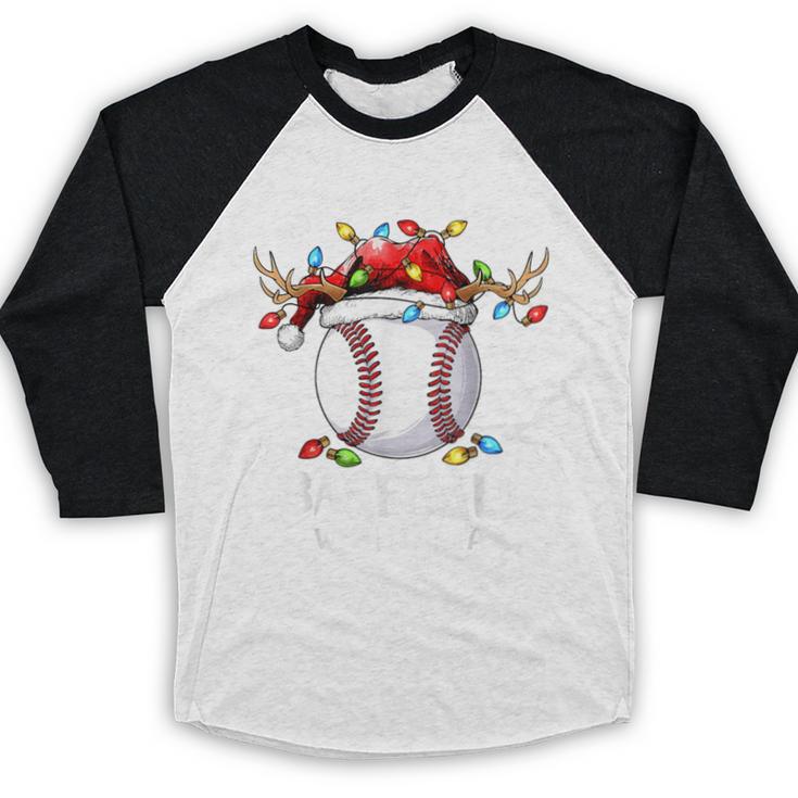 Most Likely To Play Baseball With Santa Christmas Xmas Baseball Raglan Shirt