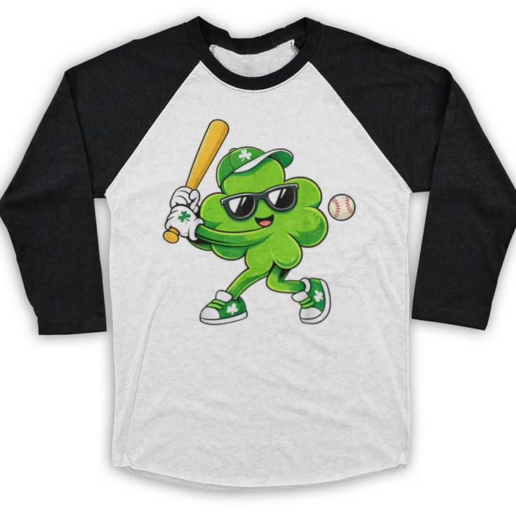Lucky Shamrock Playing Baseball St Patrick's Kids Boys Baseball Raglan Shirt Lucky Shamrock Playing Baseball St Patrick's Kids Boys Baseball Raglan Shirt
