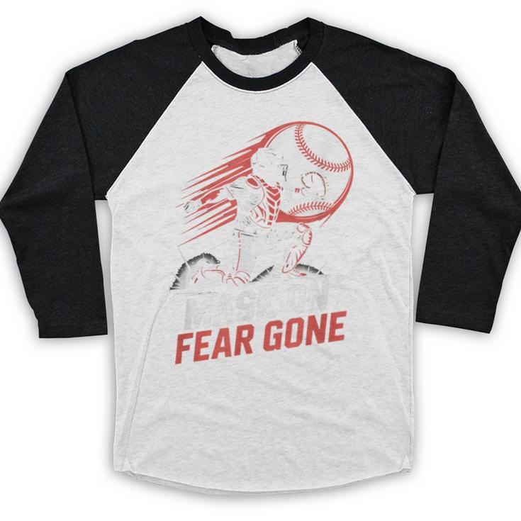 Mask On Fear Gone Baseball Catcher Softball Baseball Raglan Shirt
