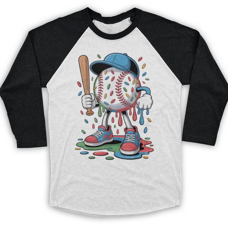 Melting Slime Sprinkle Baseball Mascot With Bat Baseball Raglan Shirt Melting Slime Sprinkle Baseball Mascot With Bat Baseball Raglan Shirt