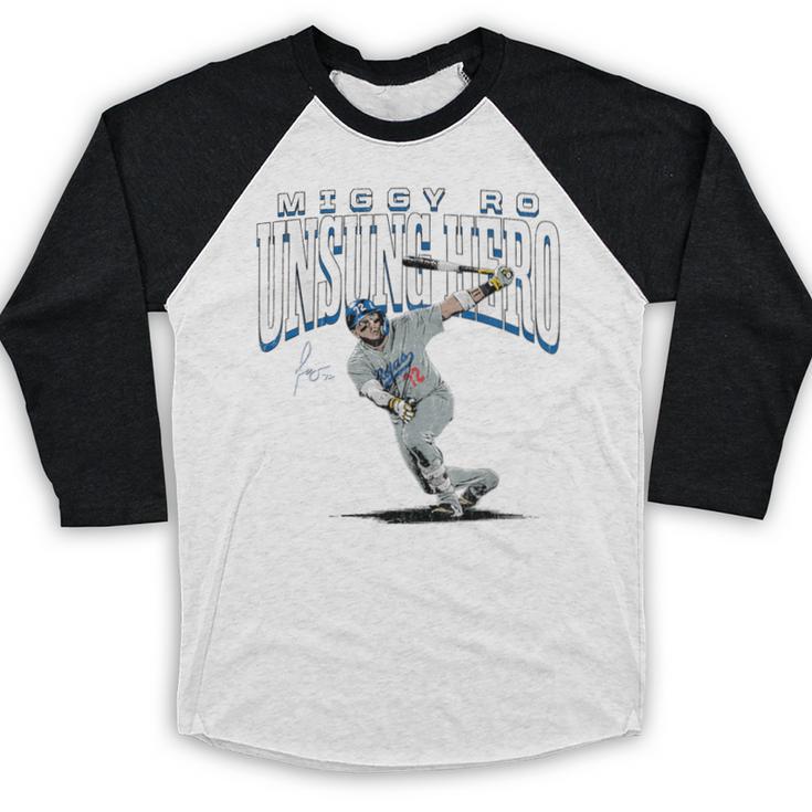 Miguel Rojas Unsung Hero Los Angeles Baseball MLBPA Baseball Raglan Shirt