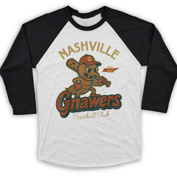 Nashville Gnawers Retro Minor League Baseball Baseball Raglan Shirt Nashville Gnawers Retro Minor League Baseball Baseball Raglan Shirt