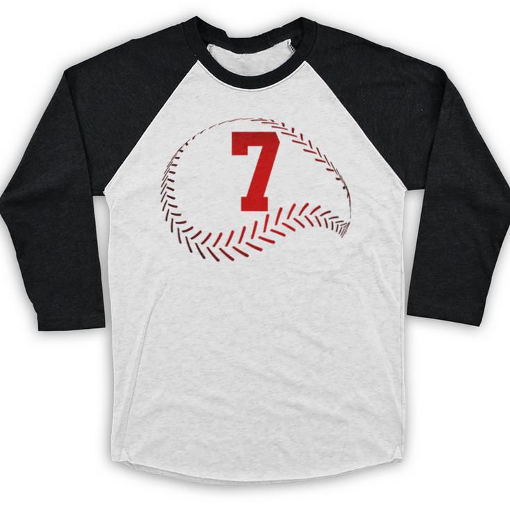 Number 7 Years Baseball 7TH Birthday Baseball Raglan Shirt