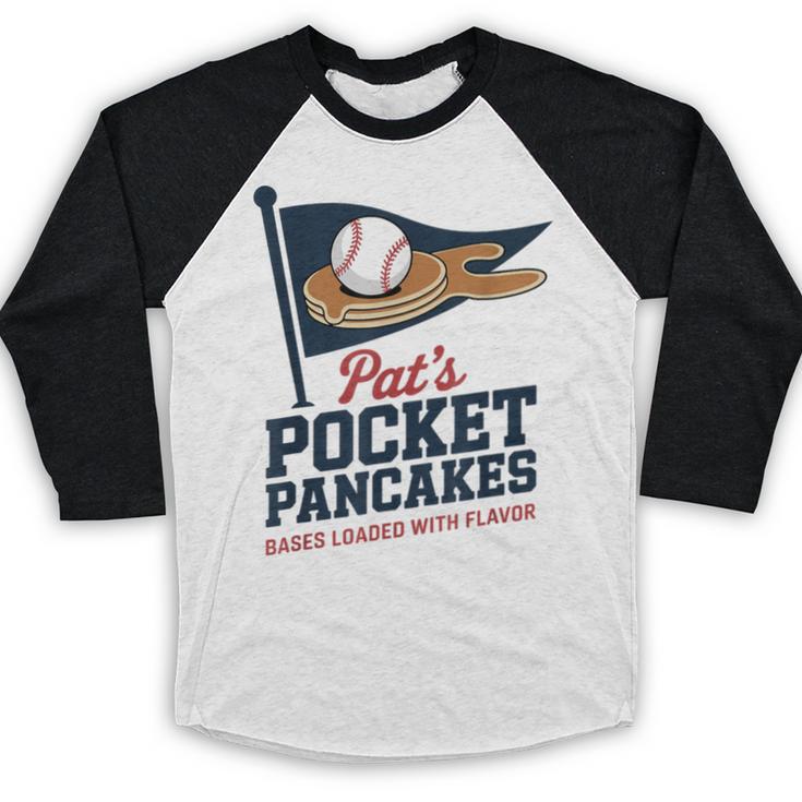 Pat's Pocket Pancakes Flag Baseball On Pancake Baseball Raglan Shirt