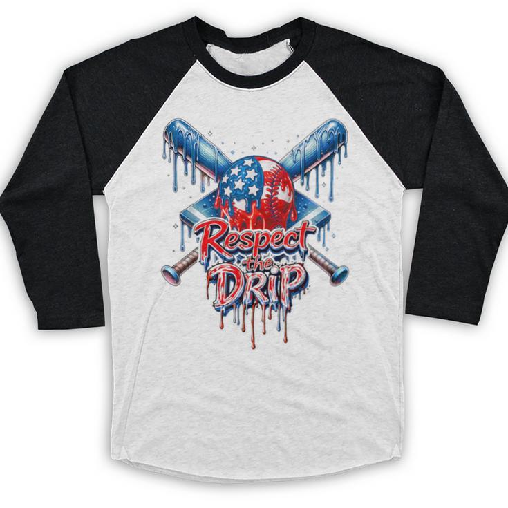 Respect The Drip Baseball American Flag Ice Cream Drip Youth Baseball Raglan Shirt Respect The Drip Baseball American Flag Ice Cream Drip Youth Baseball Raglan Shirt