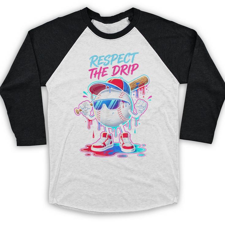 Respect The Drip Baseball Bat Sunglasses Mascot Baseball Raglan Shirt
