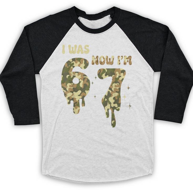 Retro I Was 6 Now I'm 7 Camo 67 Ice Cream Drip Baseball Baseball Raglan Shirt