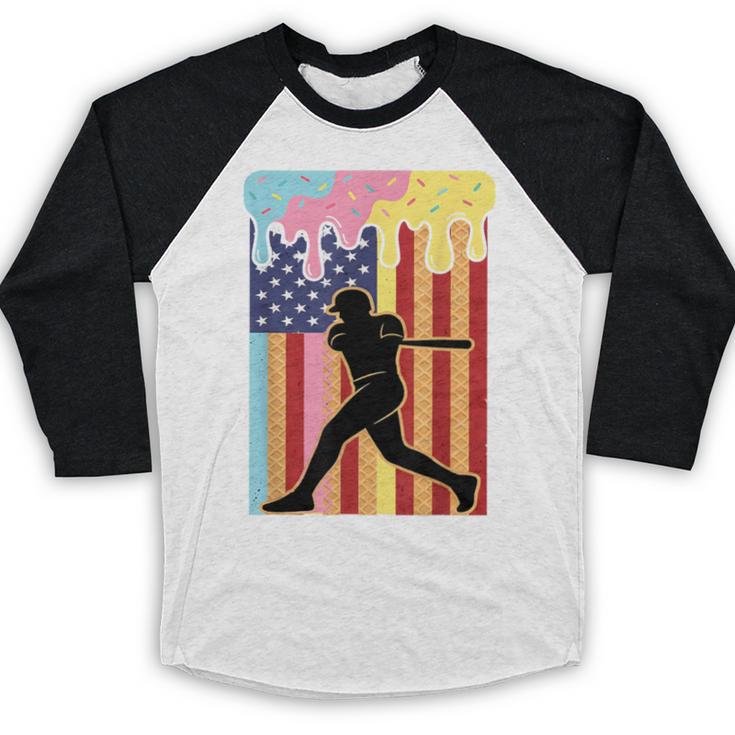 Retro Baseball Drip Boys Ice Cream Patriotic American Flag Baseball Raglan Shirt Retro Baseball Drip Boys Ice Cream Patriotic American Flag Baseball Raglan Shirt