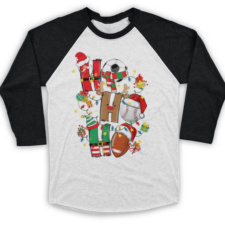 Santa Baseball Football Soccer Pajamas Ho Ho Christmas Xmas Baseball Raglan Shirt Santa Baseball Football Soccer Pajamas Ho Ho Christmas Xmas Baseball Raglan Shirt