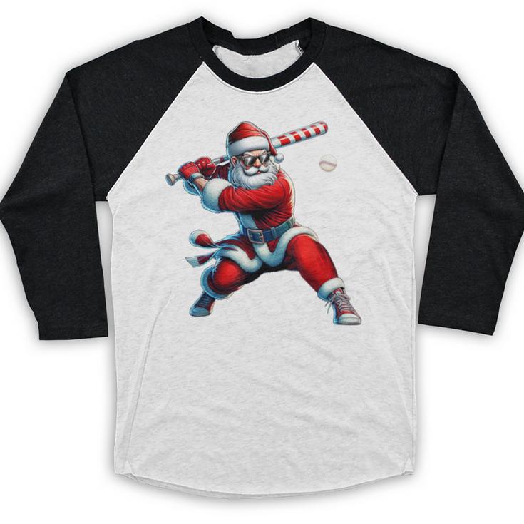 Santa Playing Baseball Men Boys Christmas Baseball Player Baseball Raglan Shirt Santa Playing Baseball Men Boys Christmas Baseball Player Baseball Raglan Shirt