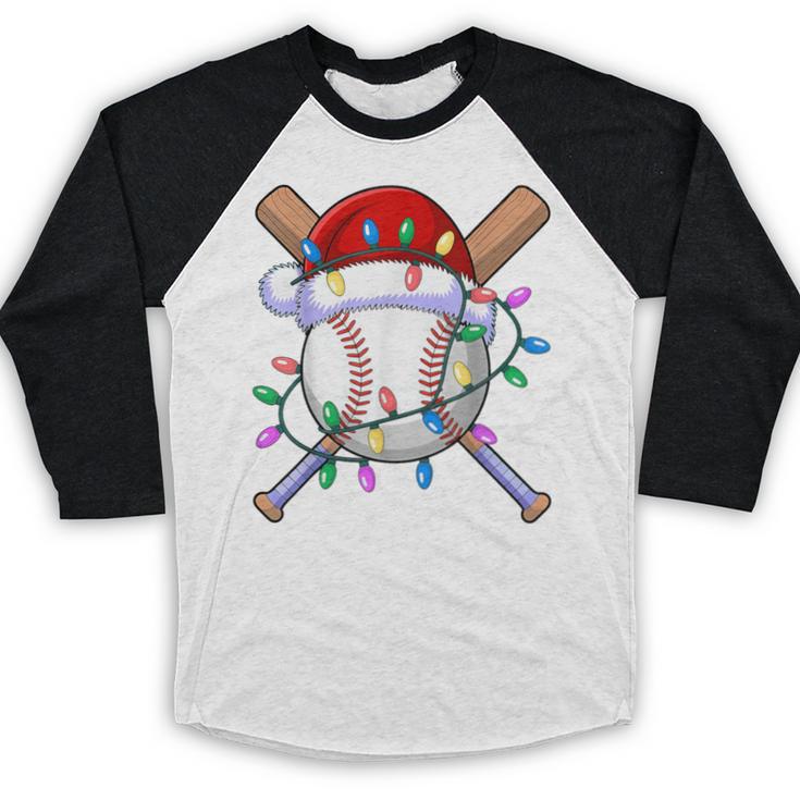 Santa Sports Christmas Baseball Player Baseball Raglan Shirt