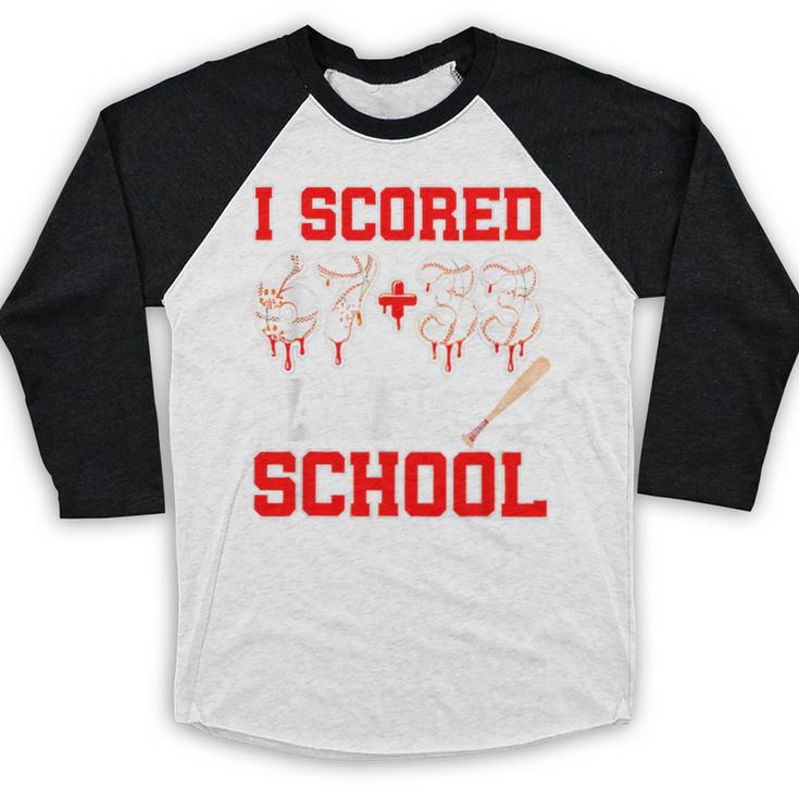 I Scored 6733 100th Days Of School Baseball Six Seven Meme Baseball Raglan Shirt