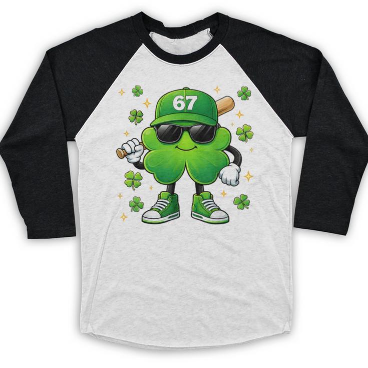 Shamrocks Playing Baseball St Patricks Day 6 7 Meme Men Boys Baseball Raglan Shirt Shamrocks Playing Baseball St Patricks Day 6 7 Meme Men Boys Baseball Raglan Shirt