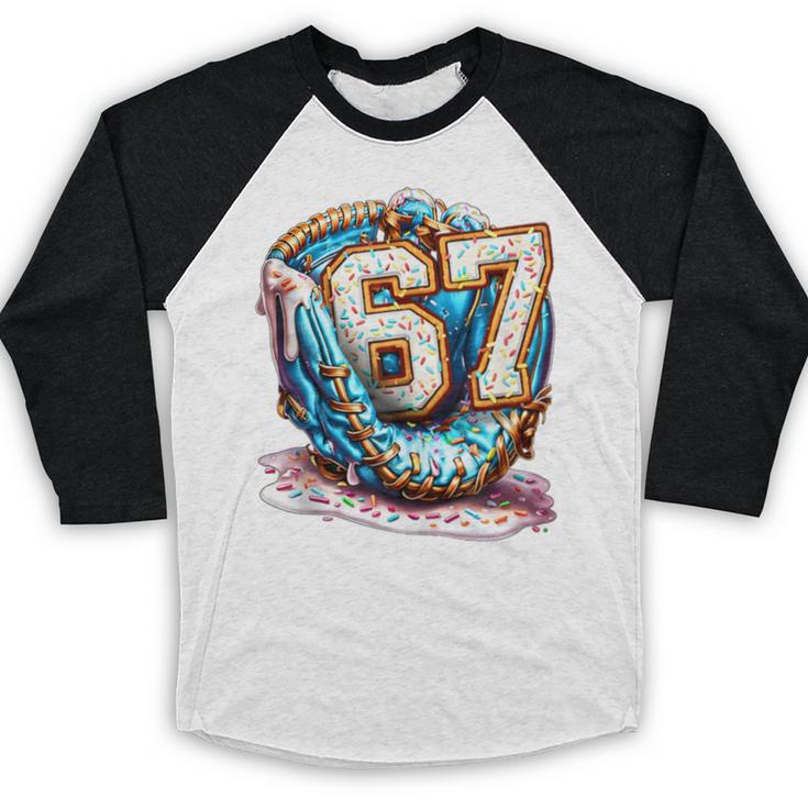 Six Seven Baseball Lifestyle 67 Meme Gen Alpha Slang Baseball Raglan Shirt