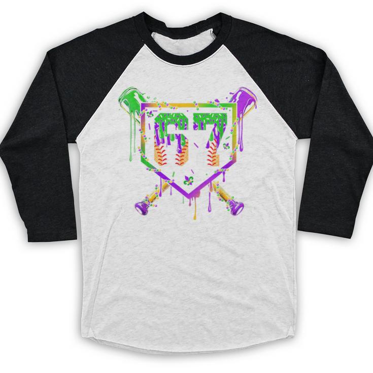 Six Seven Mardi Gras Baseball Sports Party Baseball Raglan Shirt
